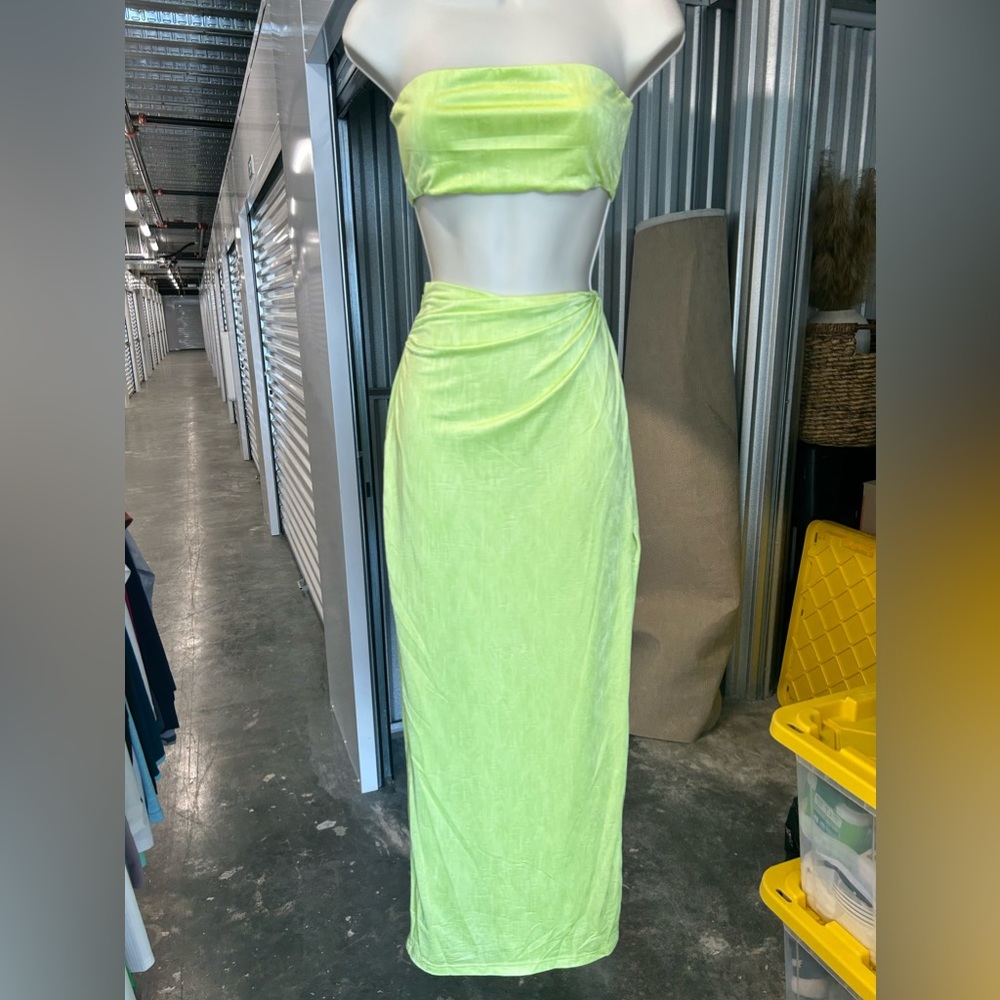 Superdown green bandeau and skirt set S
